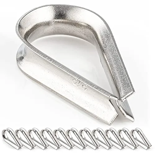 12 Pk Stainless Steel Thimbles for Wire Rope - 3/32 Inch - Marine Rigging, Sailing, Boat Anchor, Fishing, Railing, DIY, Hobby, Commercial, Industrial Applications - by Xpose Safety