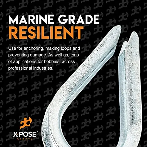 12 Pk Stainless Steel Thimbles for Wire Rope - 3/32 Inch - Marine Rigging, Sailing, Boat Anchor, Fishing, Railing, DIY, Hobby, Commercial, Industrial Applications - by Xpose Safety