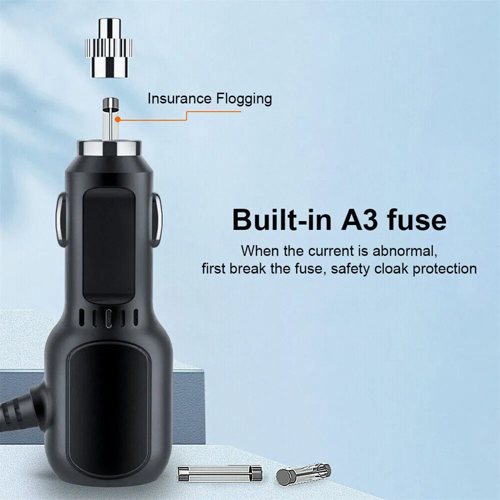 2 in 1 Dash Cam Car Charger | Double USB 5V3.5A QC3.0 Fast | 3.5M Cable