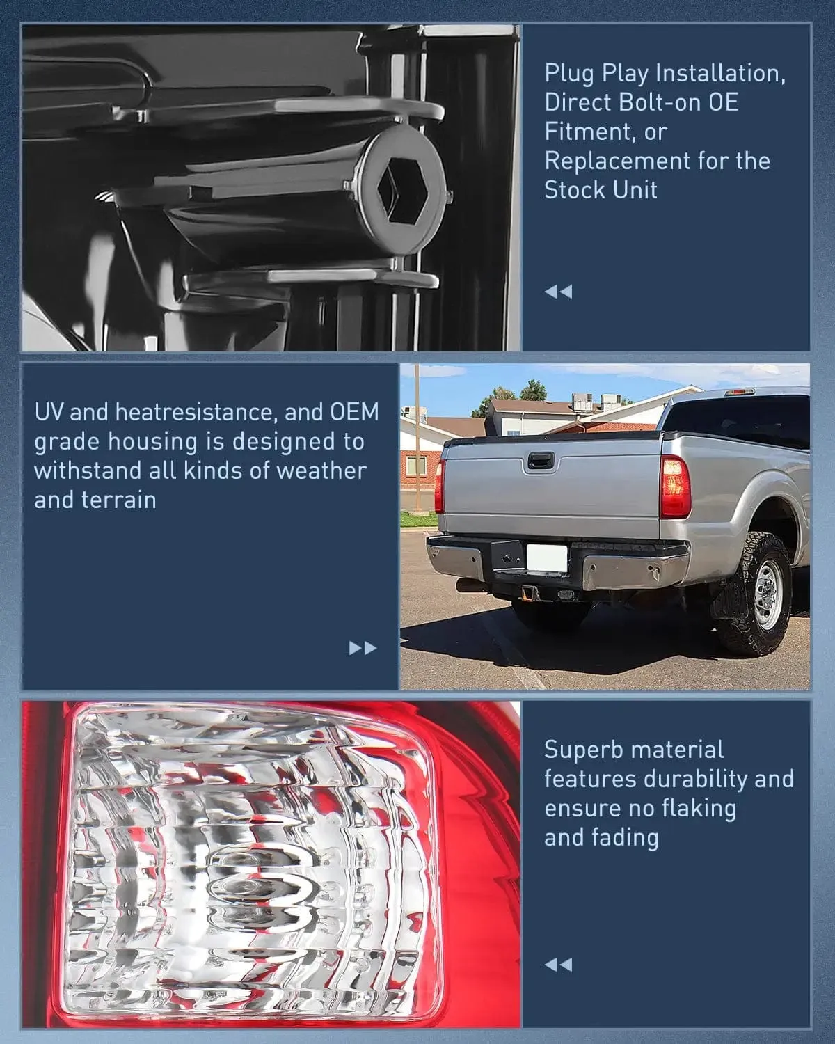 2008-2016 Ford F250 F350 F450 Super Duty Tail light Assembly Rear Lamp Replacement OE Style Passenger Side