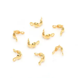 200pcs Gold Tone  End Crimps Beads Tips