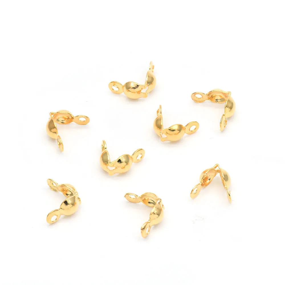 200pcs Gold Tone  End Crimps Beads Tips