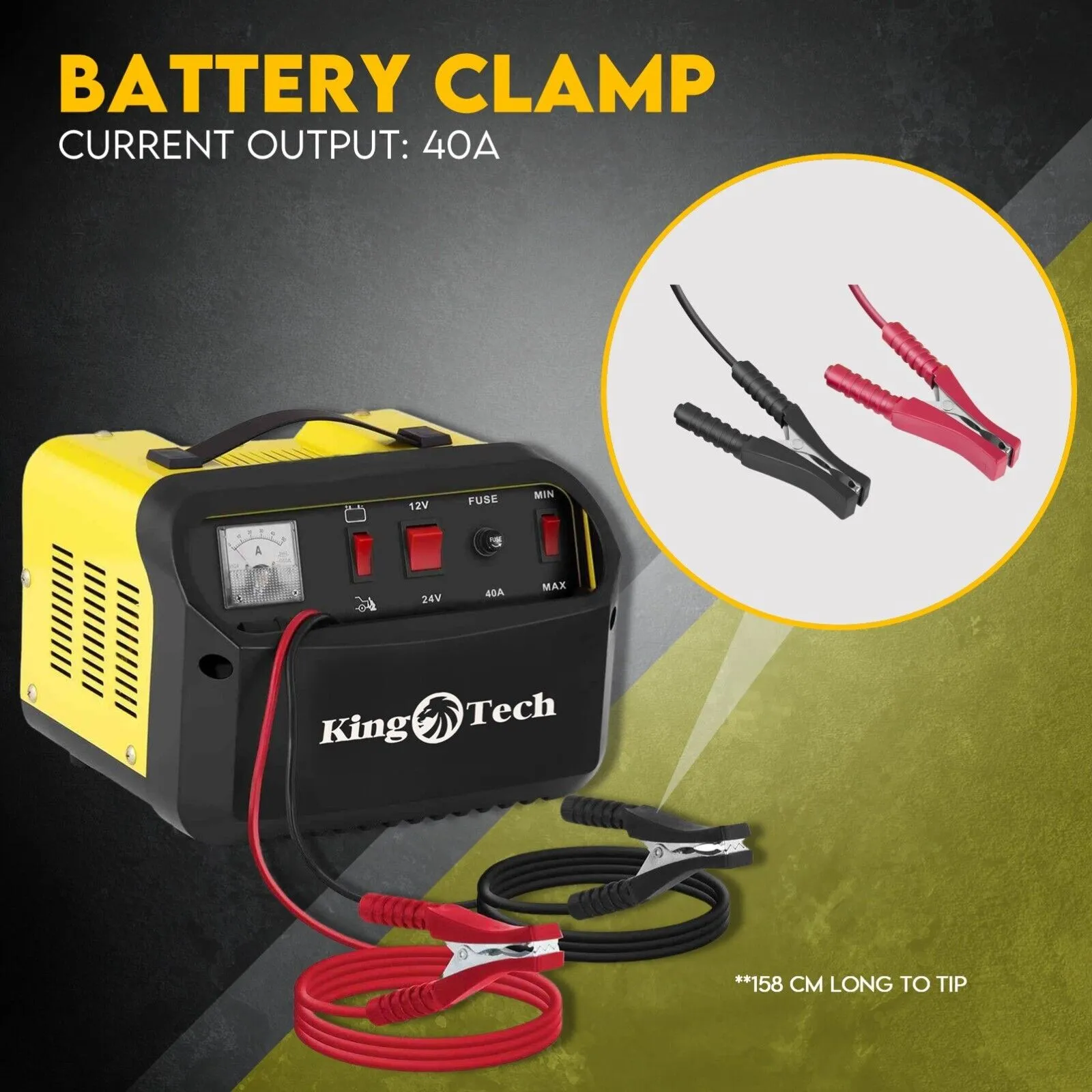 2in1 Car Battery Charger Jump Starter - 12V 24V 40A - ATV Boat Tractor
