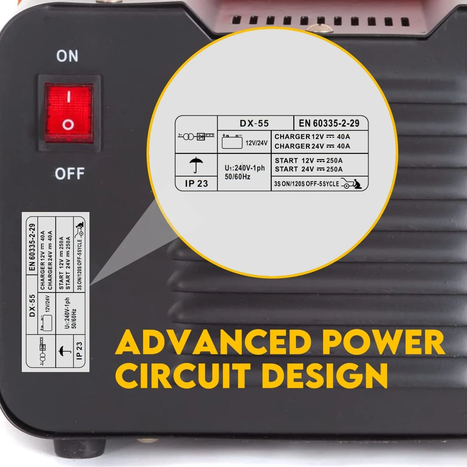 2in1 Car Battery Charger Jump Starter - 12V 24V 40A - ATV Boat Tractor