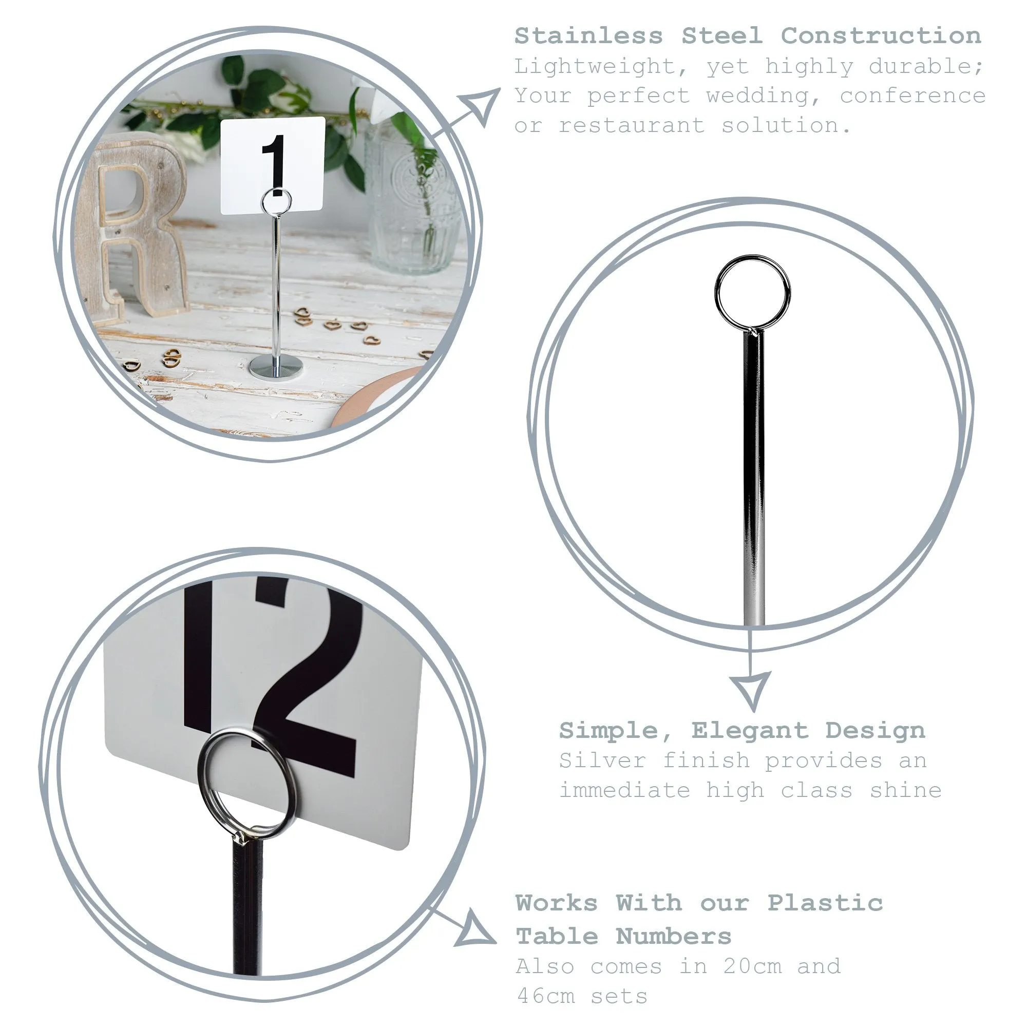 46cm Table Number Holders - Pack of 12 - By Argon Tableware