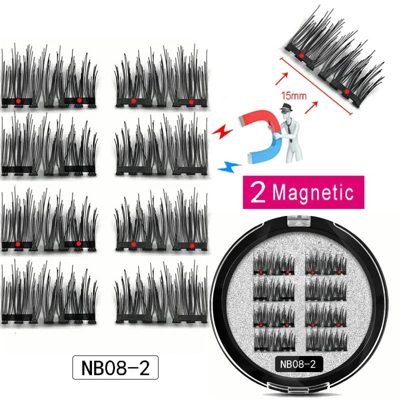 8Pcs Magnetic Eyelashes With 2 magnetic lashes 3D False Natural For Mink Eye lashes Extension Long faux cils magnetique