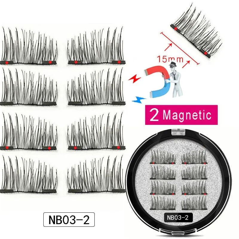 8Pcs Magnetic Eyelashes With 2 magnetic lashes 3D False Natural For Mink Eye lashes Extension Long faux cils magnetique