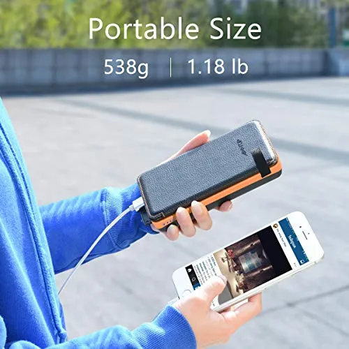 ADDTOP Solar Charger 25000mAh Portable Solar Power Bank with Dual 2.1A Outputs Outdoor External Battery Pack Compatible Most Smart Phones, Tablets and More