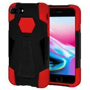 Amzer Dual Layer Hybrid KickStand iPhone 8 Case - Black- Red