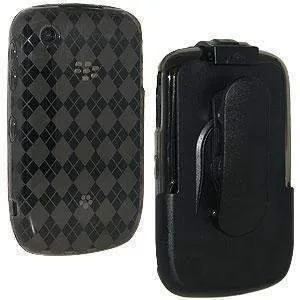 Amzer Smoke Grey Luxe Argyle Skin Case Holster with Screen Protector Combo