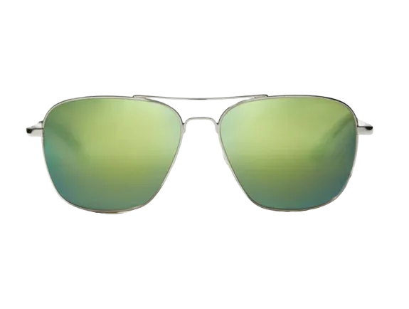 Bajio Sunglasses Snipes Silver Gloss Frame Green Glass Lenses