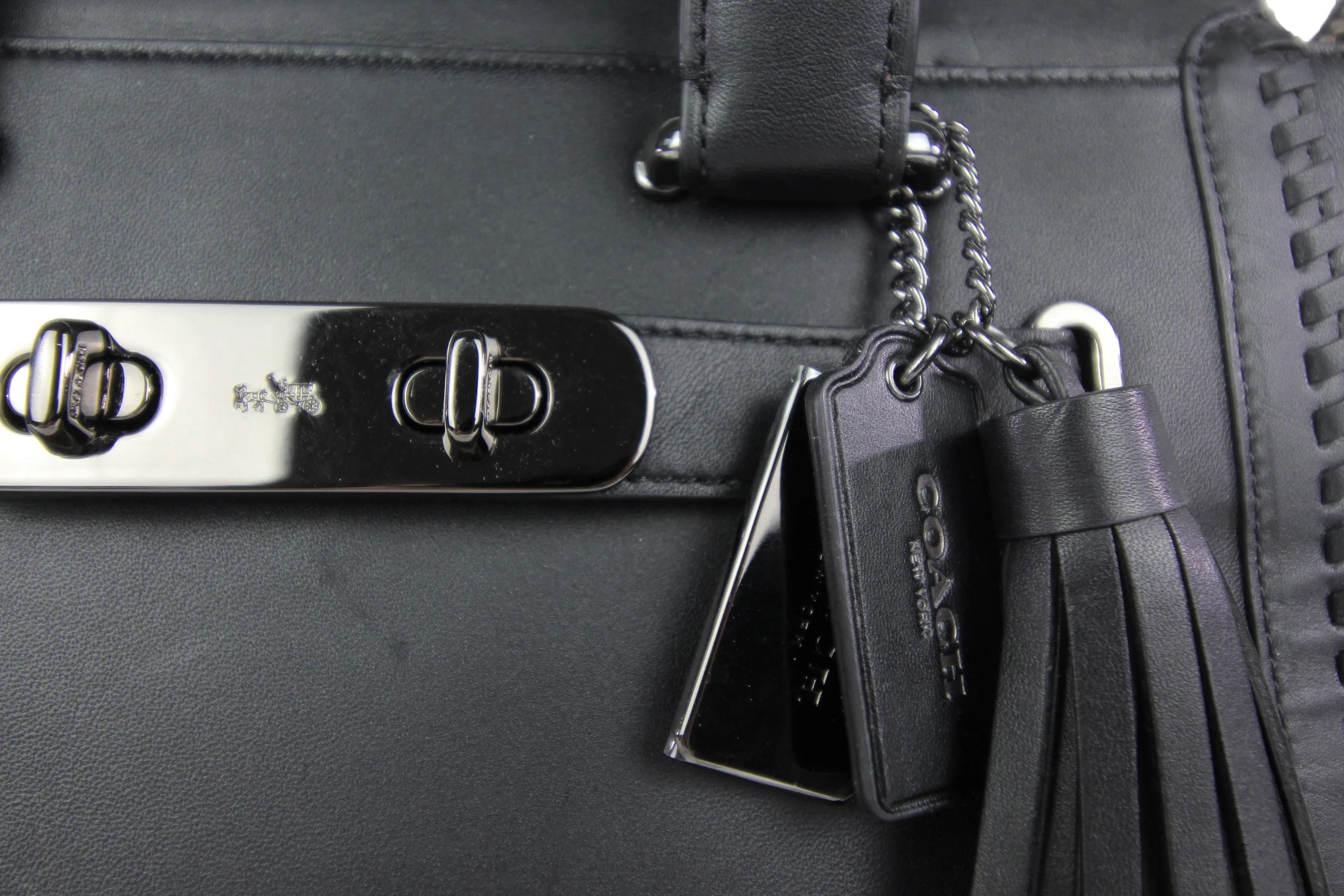 Coach | Black Leather Tote with Shoulder Strap