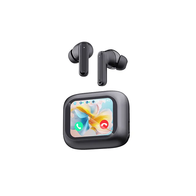 DaTeoy C006 ANC TWS Earbuds Wireless Earphones Color LED Screen Touch Active Noise Cancelling ,Bluetooth 5.3,400mAh Battery,White/Black