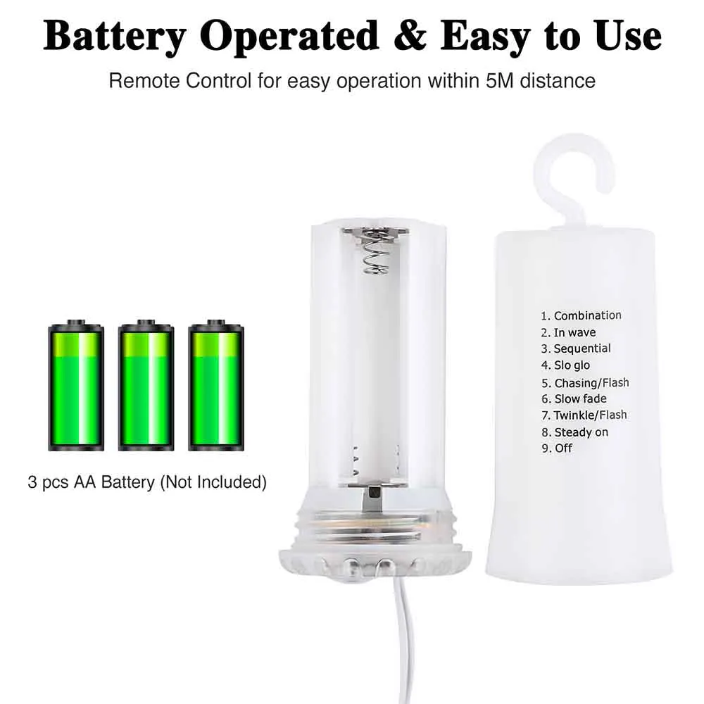 DIY Outdoor Umbrella Lights Battery Operated 7-9ft 6-Rib