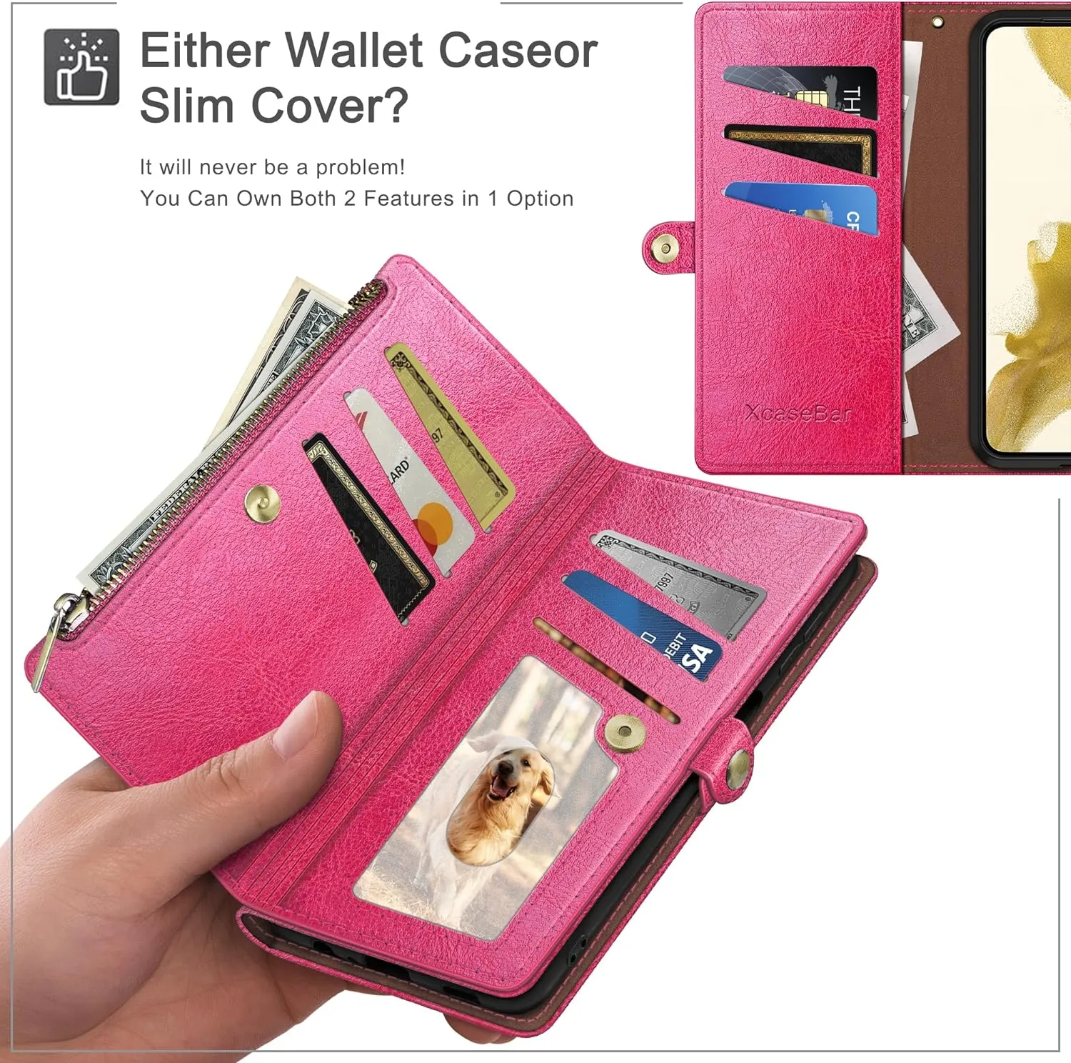 Google Pixel 8 Wallet case Holder Shockproof Cover  Zipper Credit Card