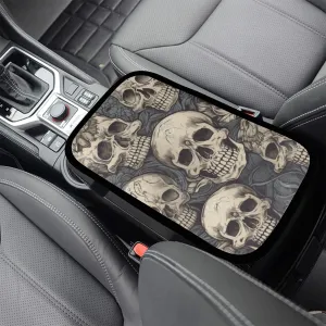 Gray Gothic Skulls Pattern Auto Console Cover Car Armrest Cover