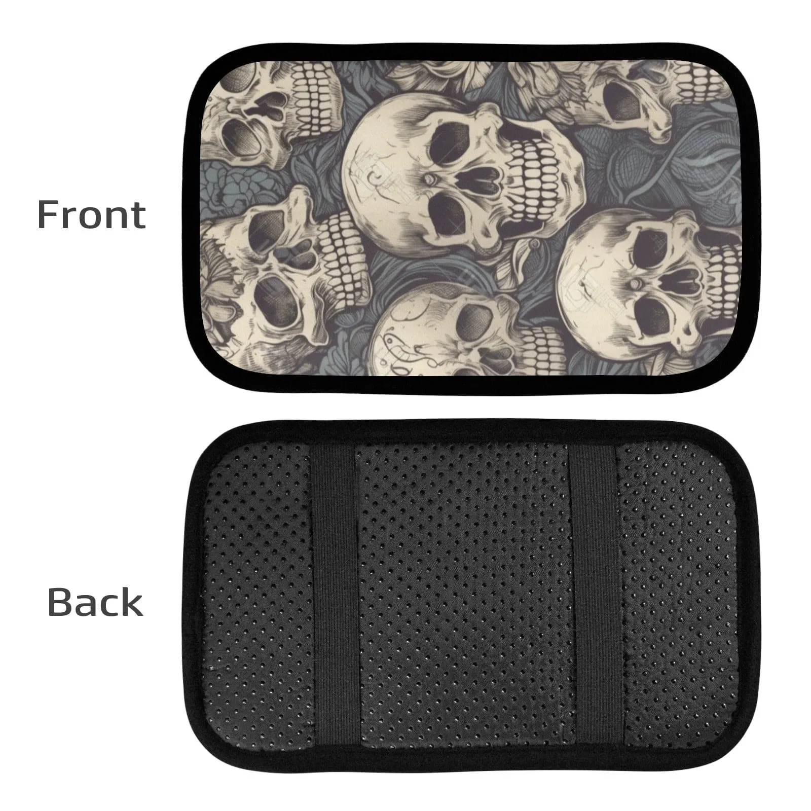 Gray Gothic Skulls Pattern Auto Console Cover Car Armrest Cover