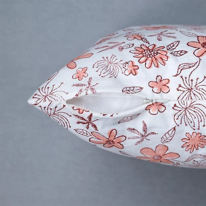 Iris Floral Cushion Cover (Maroon) - Set Of Five