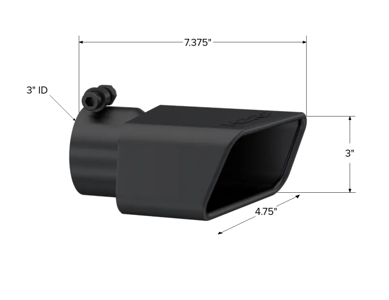 MBRP Universal Tip 4.75inx 3in Rectangle Angled Cut 3in O.D. inlet Driver Side 7.375in length Black