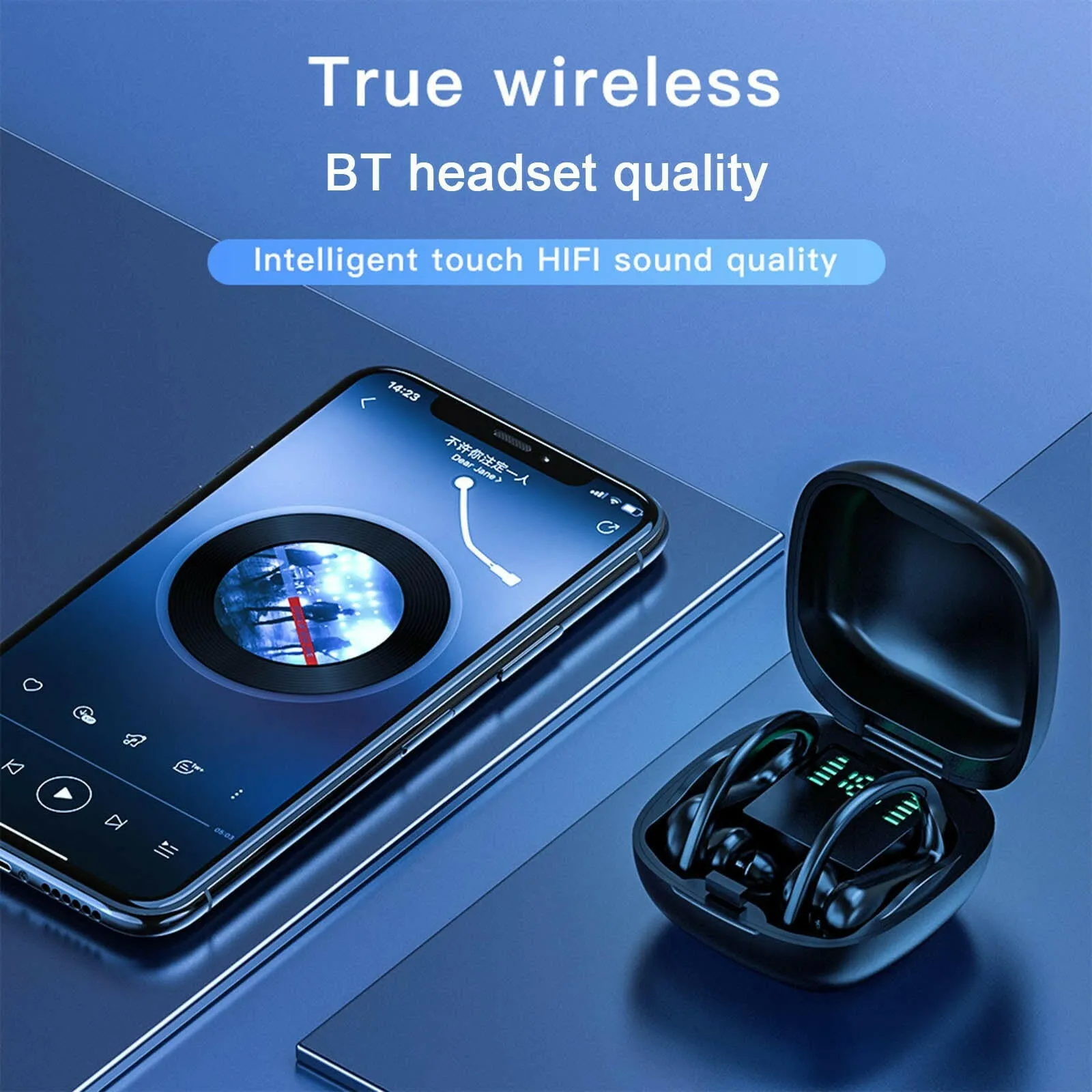 MD03 Bluetooth Earphone Led Display Wireless Headphone Sports Headphone Sport Bass Wireless Headset IPX4 Waterproof with Charge Box