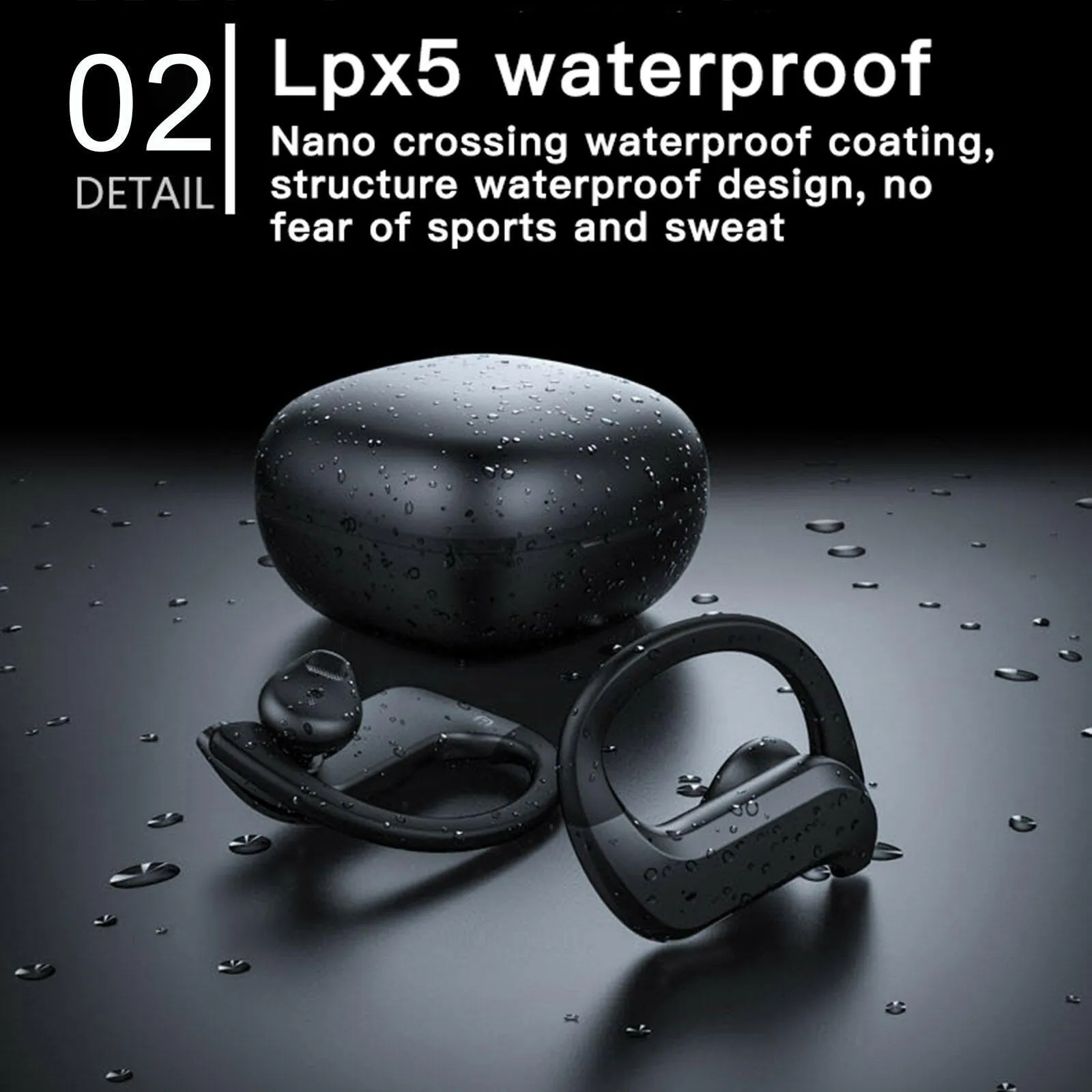 MD03 Bluetooth Earphone Led Display Wireless Headphone Sports Headphone Sport Bass Wireless Headset IPX4 Waterproof with Charge Box