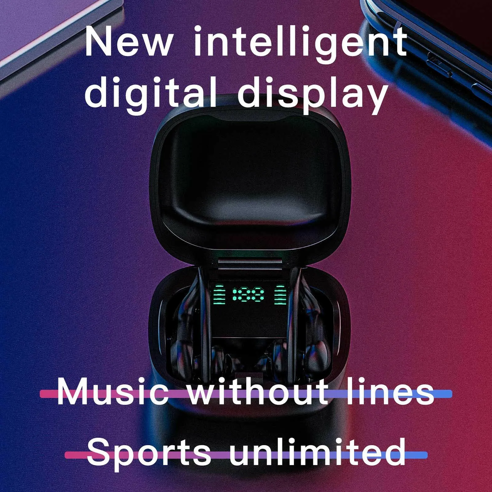 MD03 Bluetooth Earphone Led Display Wireless Headphone Sports Headphone Sport Bass Wireless Headset IPX4 Waterproof with Charge Box