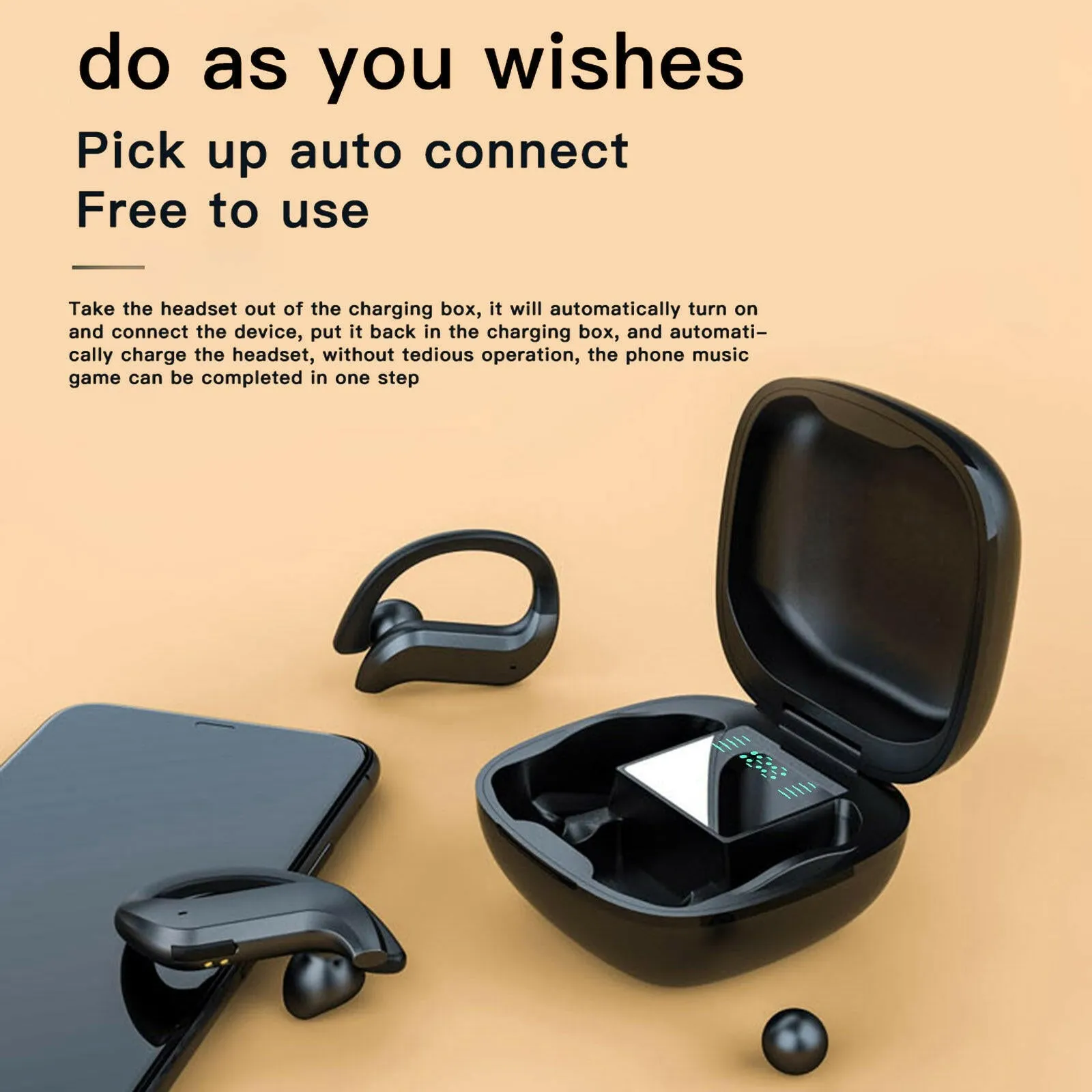 MD03 Bluetooth Earphone Led Display Wireless Headphone Sports Headphone Sport Bass Wireless Headset IPX4 Waterproof with Charge Box