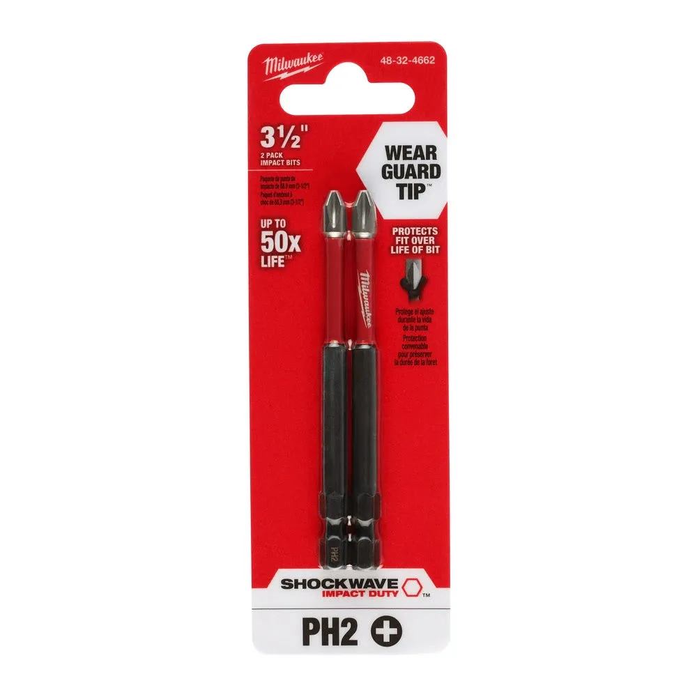 Milwaukee 48-32-4662 SHOCKWAVE Impact Duty™ 3-1/2" PH2 Bit 2PK