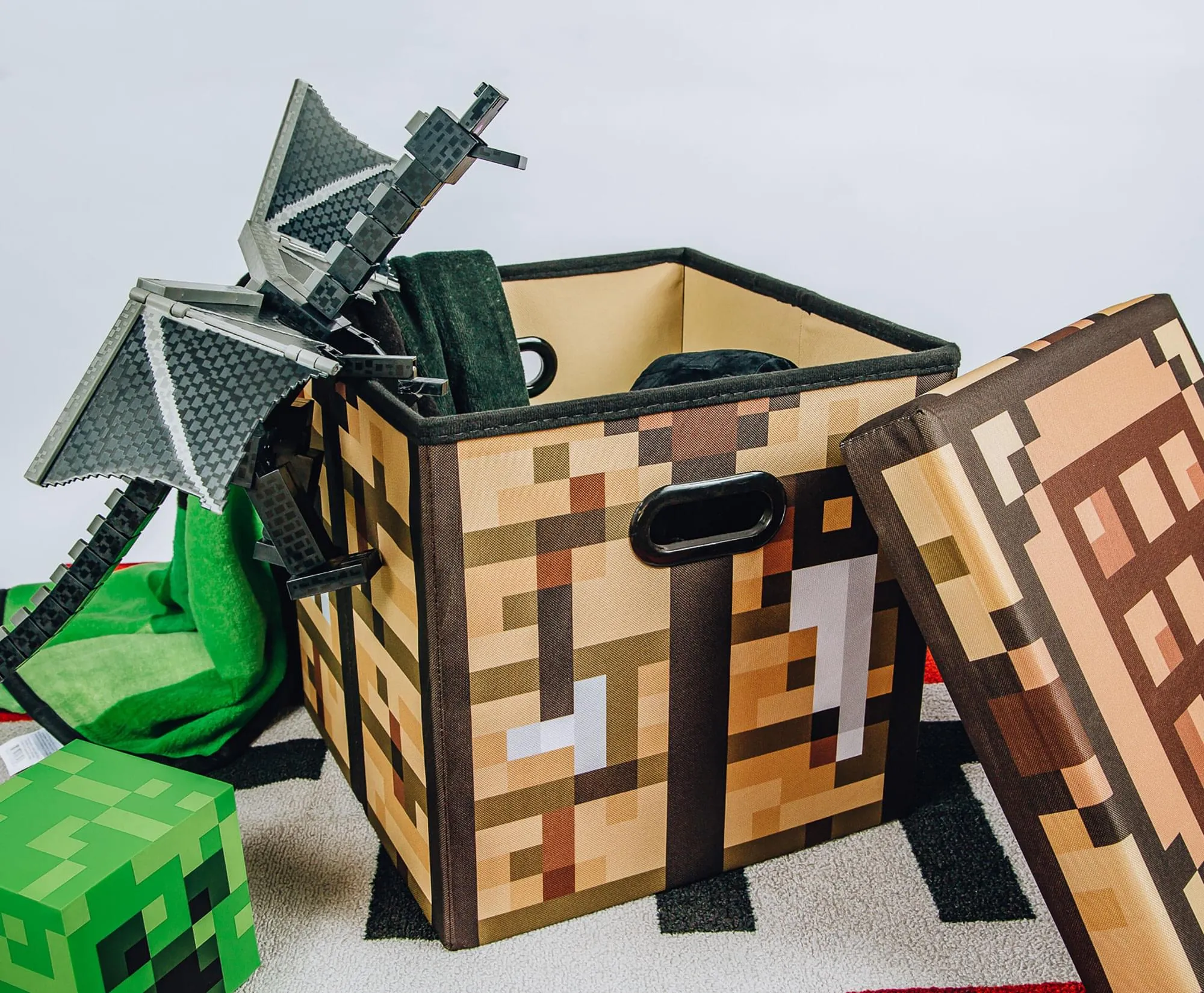 Minecraft Crafting Table Storage Bin Cube Organizer with Lid | 15 Inches