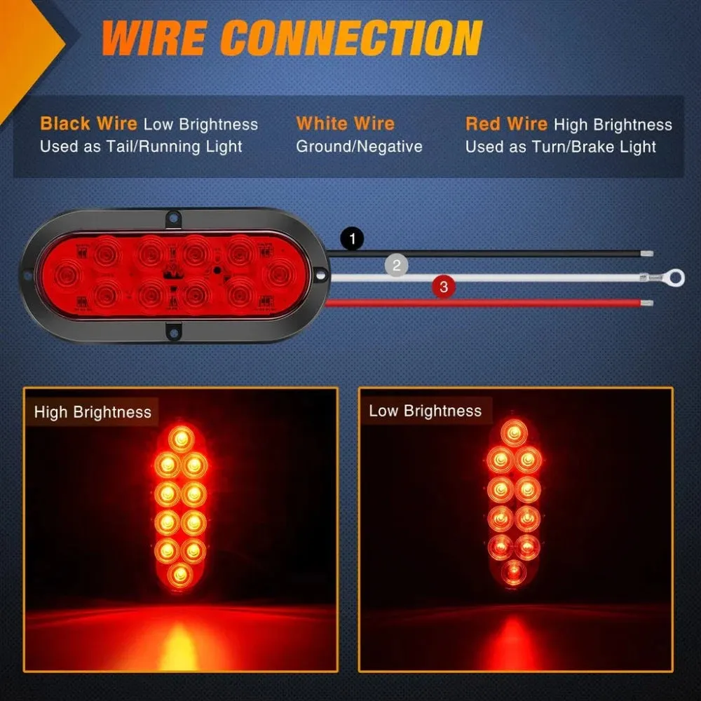 Nilight 6” Oval Trailer Tail Lights 2pcs