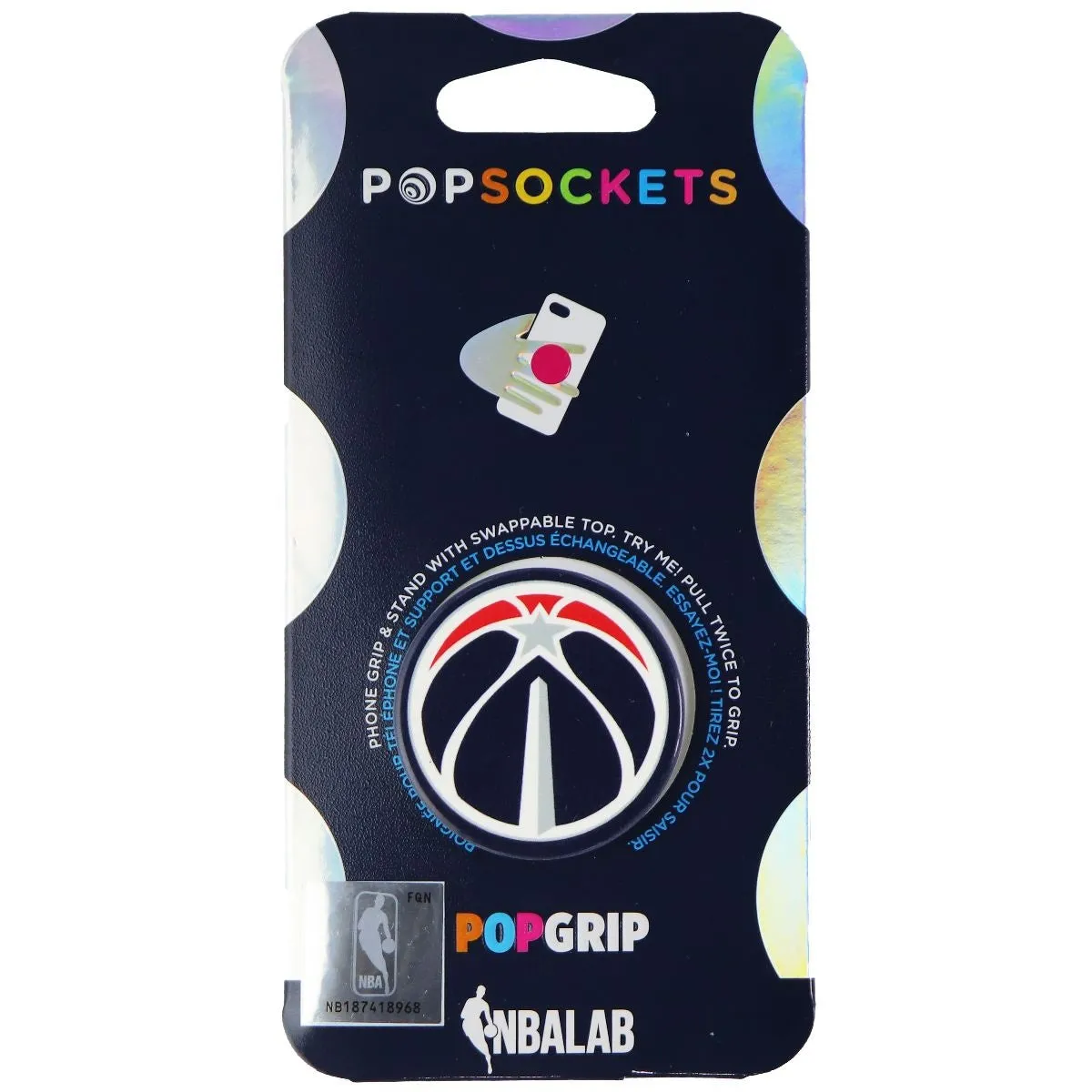 PopSockets PopGrip: Swappable Grip for Phones & Tablets - NBA - Wizards Logo