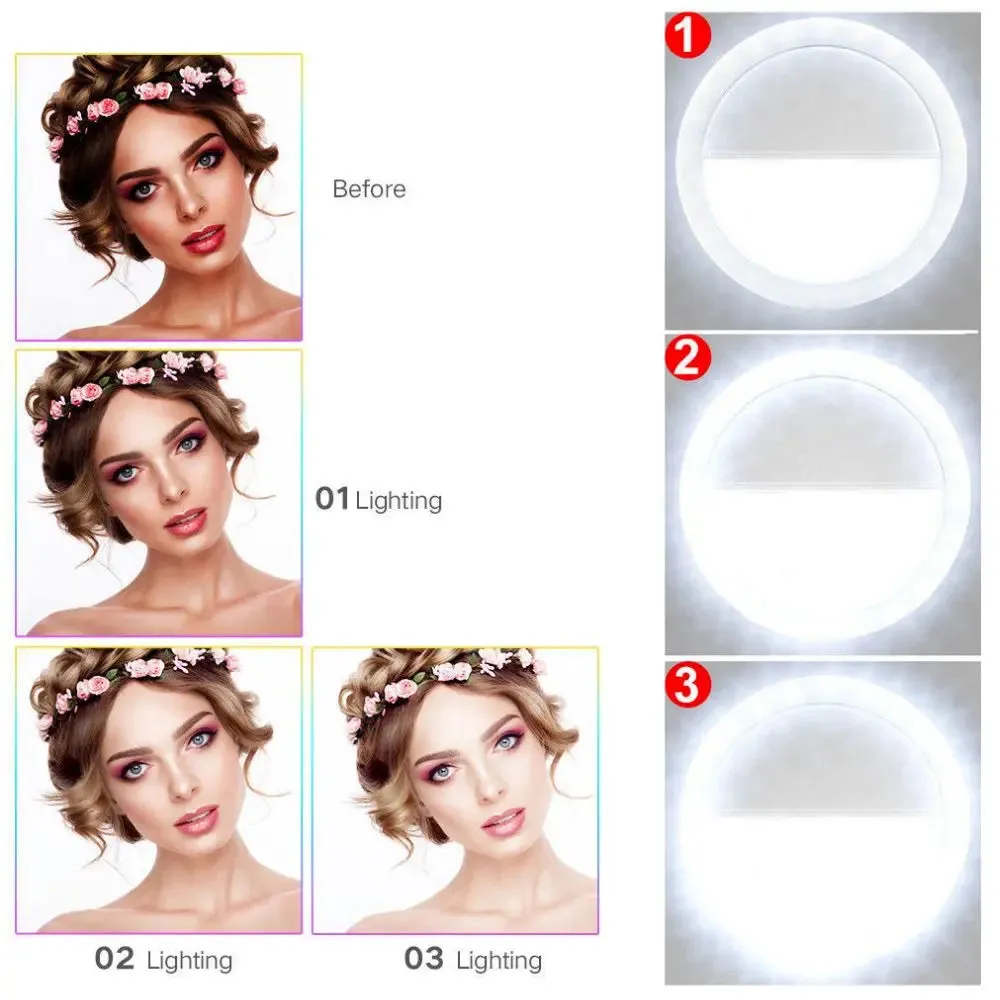 Portable Selfie Ring Clip On for Mobile Phone -Portable Selfie Ring Light