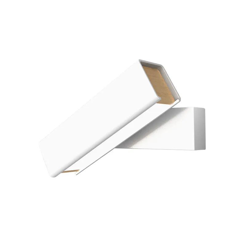 Rotatable LED Sconce Lamp: Modern Aluminum Wall Mounted Lighting in Warm/White Light - Black/White-Wood Finish