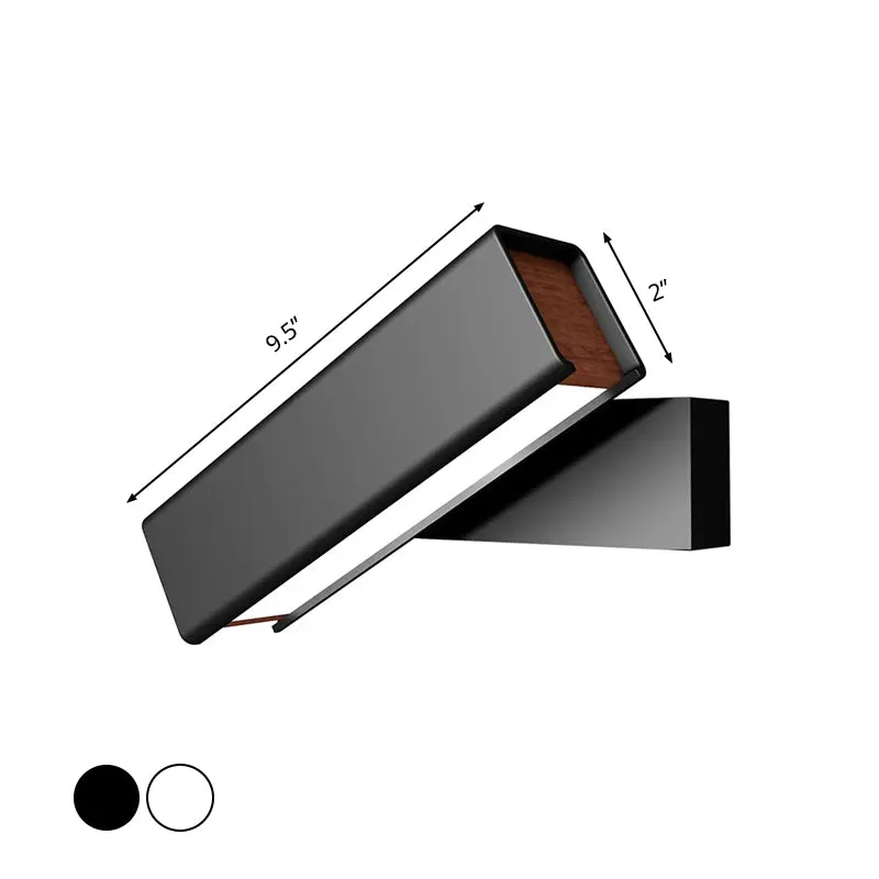 Rotatable LED Sconce Lamp: Modern Aluminum Wall Mounted Lighting in Warm/White Light - Black/White-Wood Finish