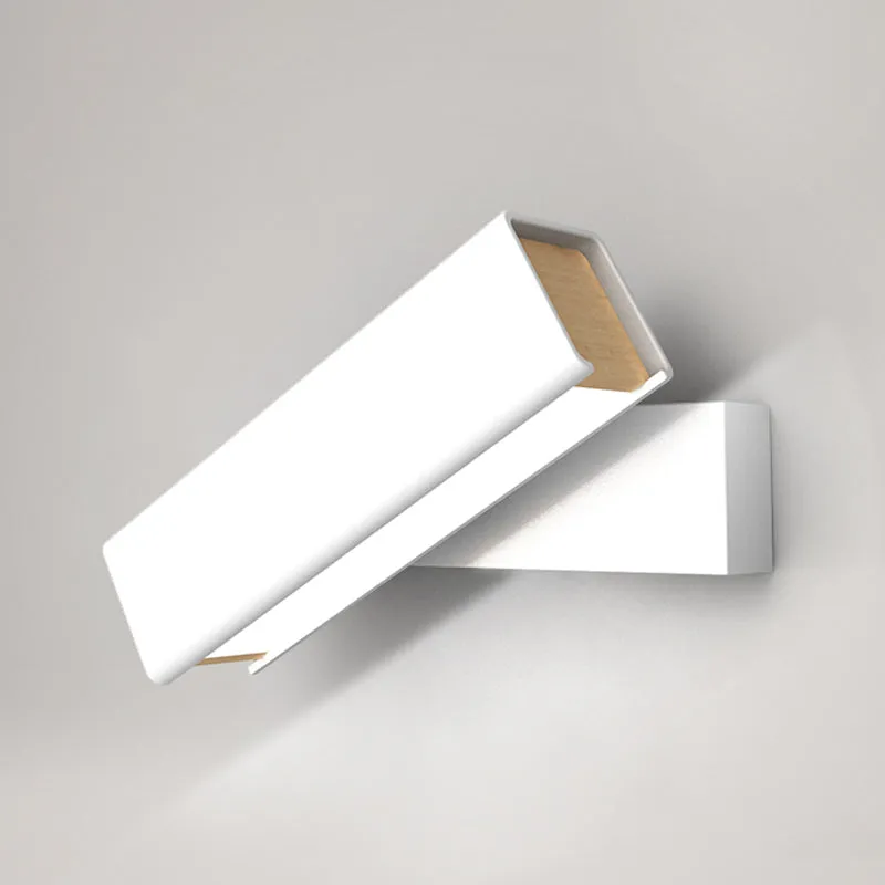 Rotatable LED Sconce Lamp: Modern Aluminum Wall Mounted Lighting in Warm/White Light - Black/White-Wood Finish