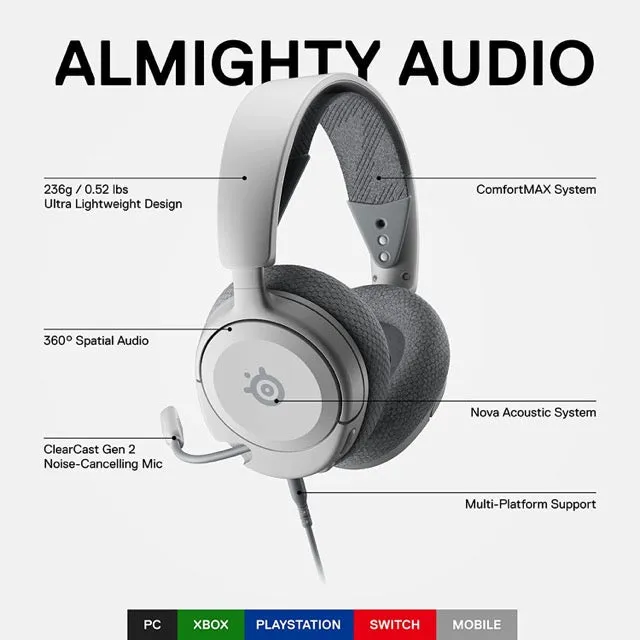SteelSeries Headset Arctis Nova 1 Multi-System Gaming Headset (White)