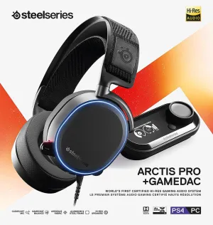 SteelSeries Headset Arctis Pro   GameDAC Wired Gaming Headset - Certified Hi-Res Audio - Dedicated DAC and Amp - for PS5/PS4 and PC - Black