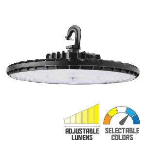 UFO LED High Bay Light, 150 Watts, 22000 Lumens, 4000K/5000K, Black Finish, 120-277V