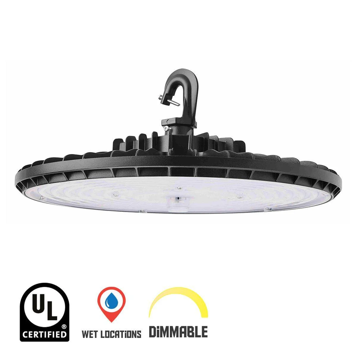 UFO LED High Bay Light, 150 Watts, 22000 Lumens, 4000K/5000K, Black Finish, 120-277V