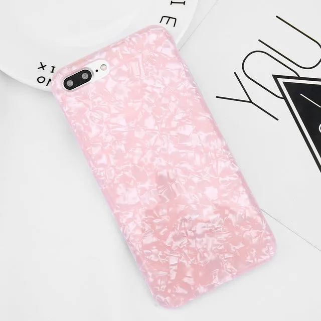 USLION Glitter Phone Case For iPhone 7 8 Plus Dream Shell Pattern Cases For iPhone X 8 7 6 6S Plus Soft TPU Silicone Back Cover