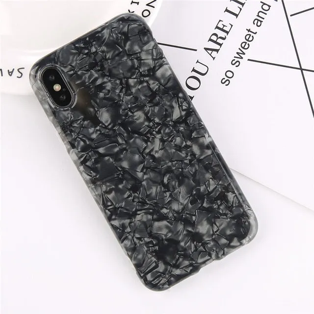 USLION Glitter Phone Case For iPhone 7 8 Plus Dream Shell Pattern Cases For iPhone X 8 7 6 6S Plus Soft TPU Silicone Back Cover