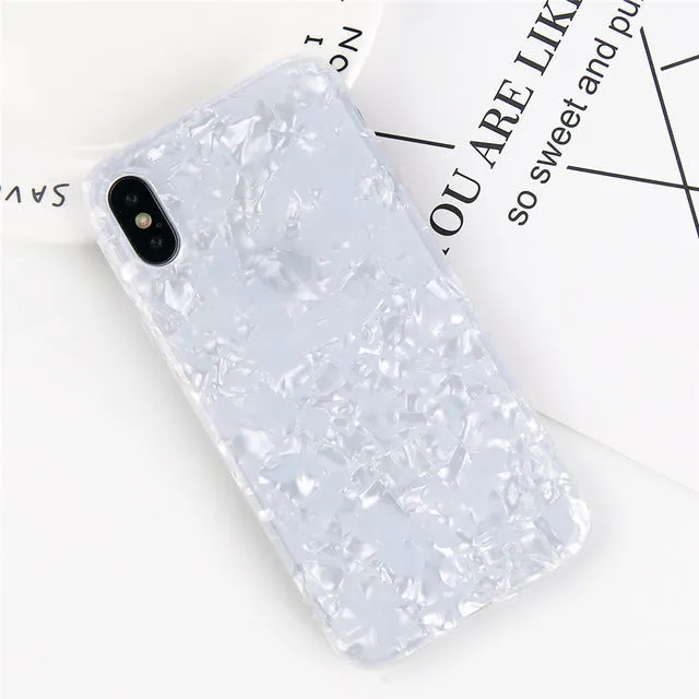 USLION Glitter Phone Case For iPhone 7 8 Plus Dream Shell Pattern Cases For iPhone X 8 7 6 6S Plus Soft TPU Silicone Back Cover