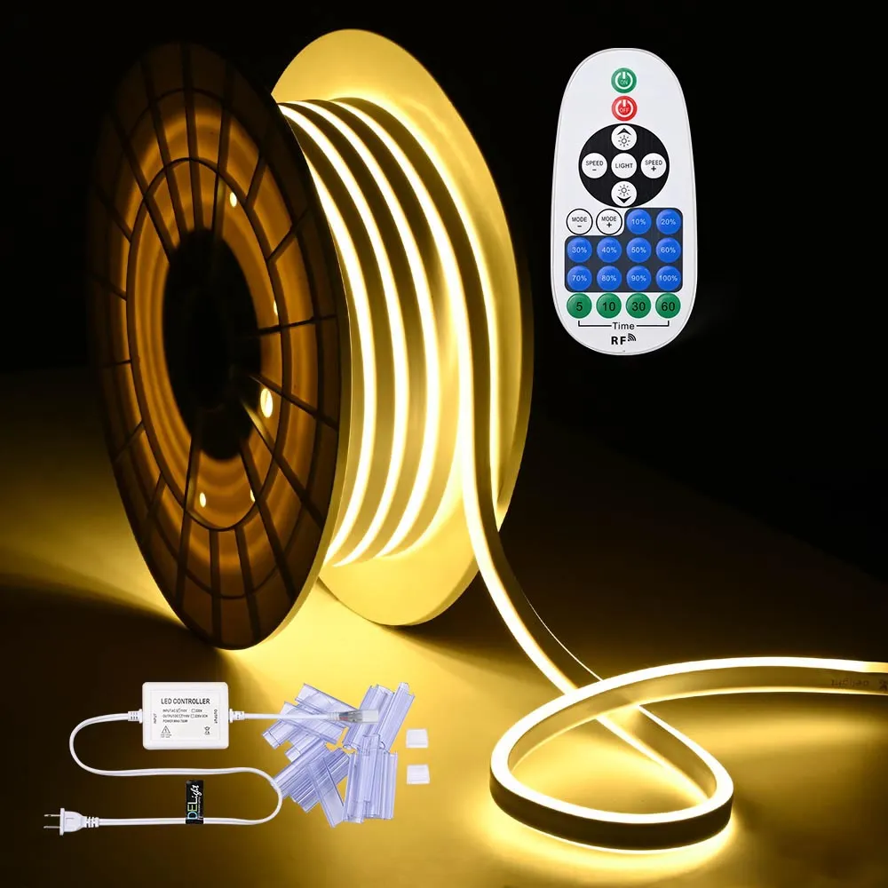 Yescom 50ft Flex LED Neon Rope Light Warm White RF Remote