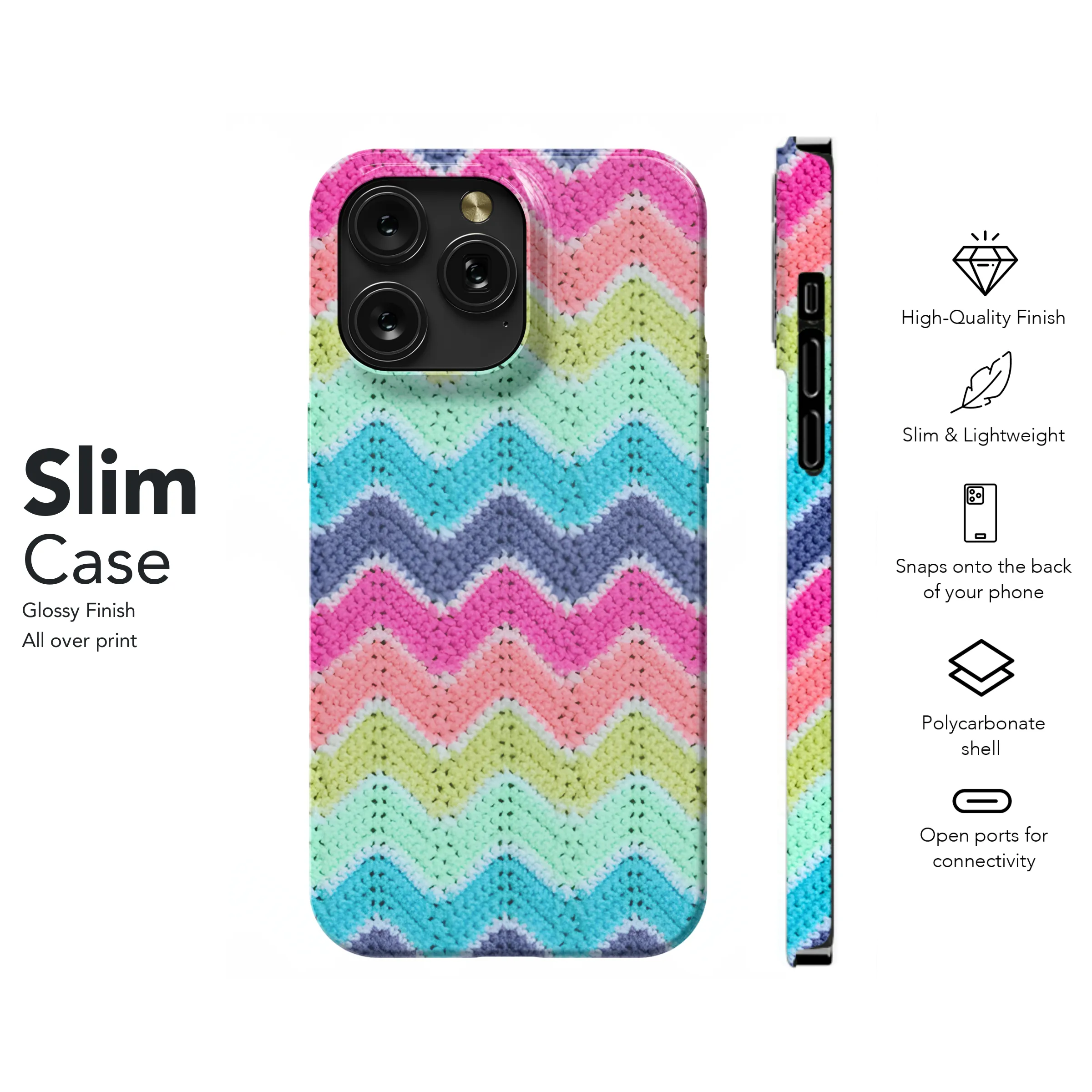 Zigzag Crochet Phone Case iPhone Samsung Cover Pixel 3854