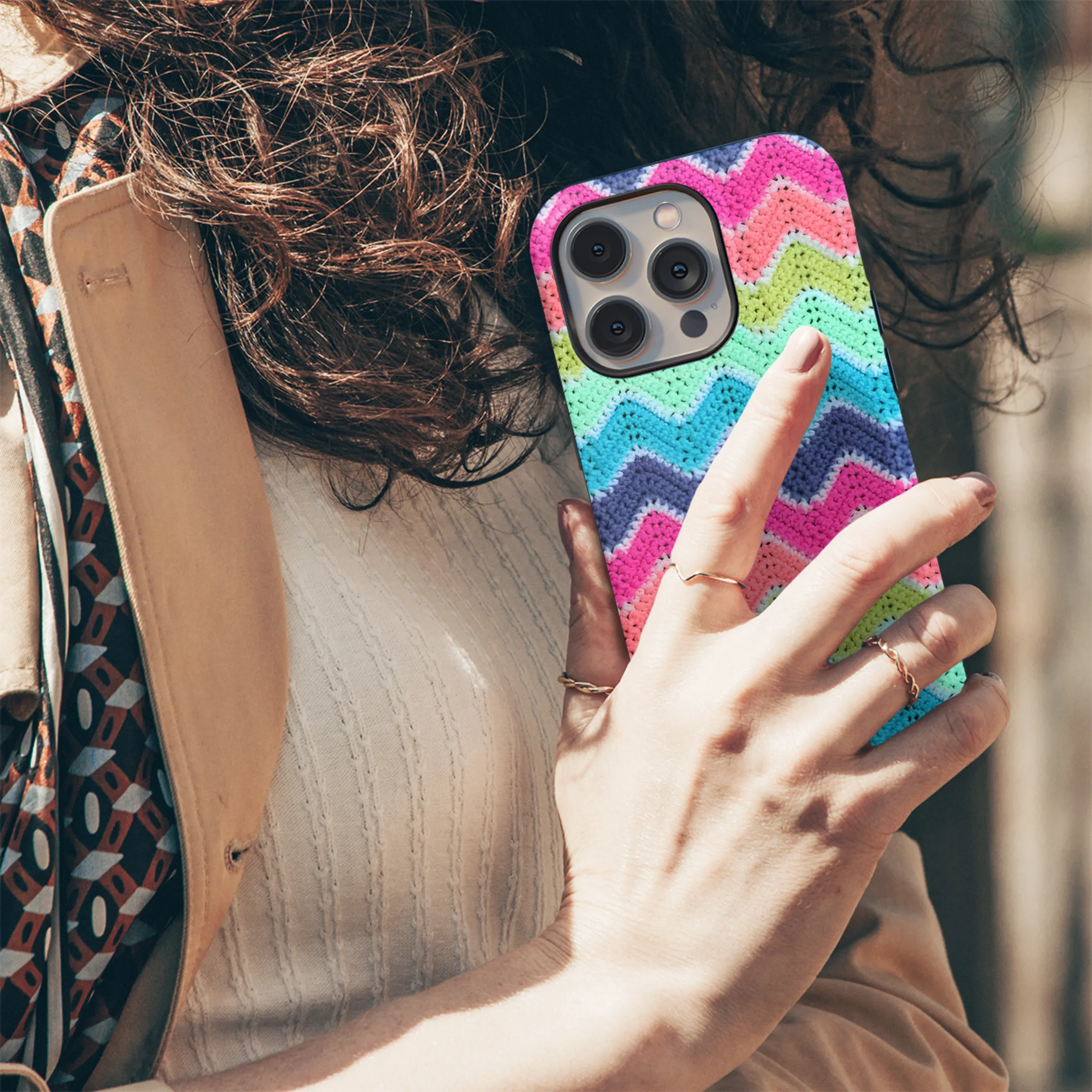 Zigzag Crochet Phone Case iPhone Samsung Cover Pixel 3854