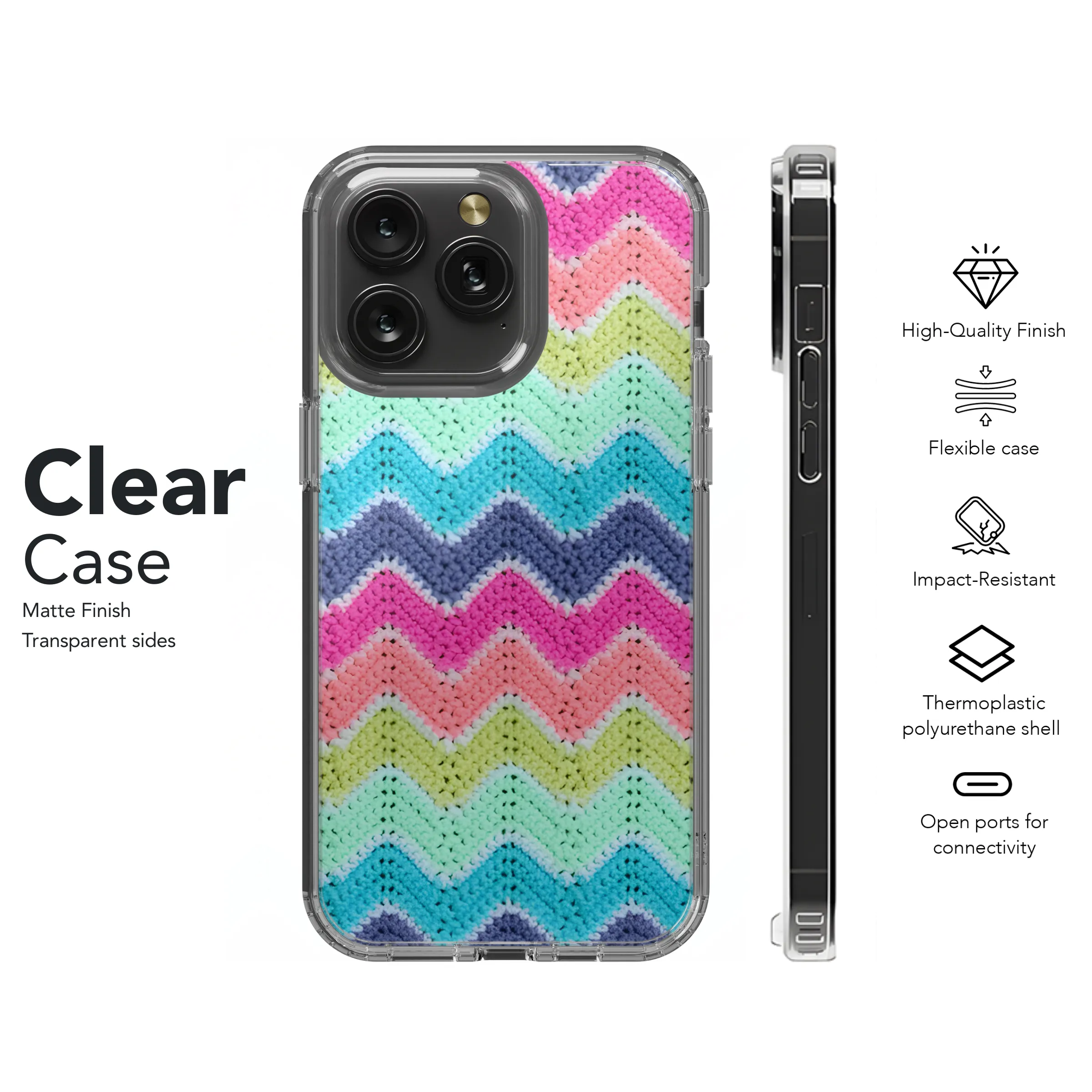 Zigzag Crochet Phone Case iPhone Samsung Cover Pixel 3854