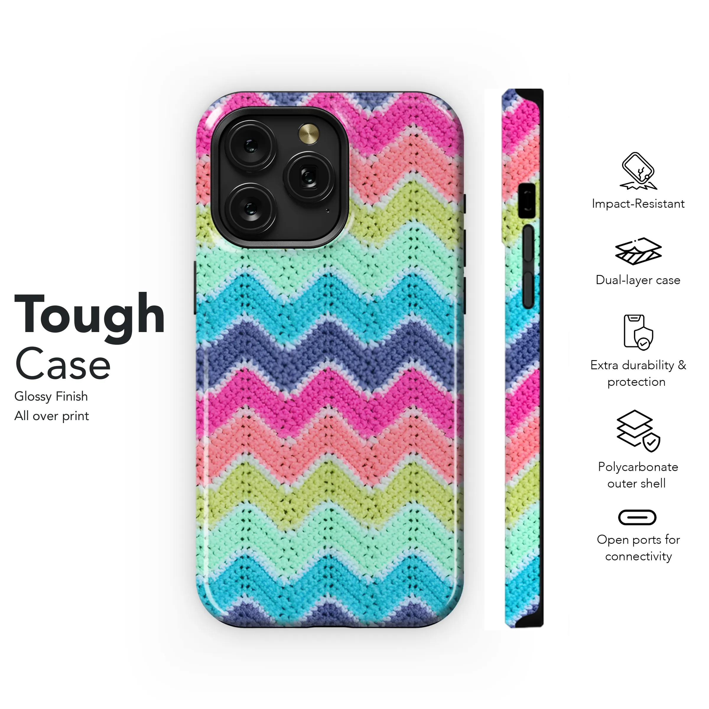 Zigzag Crochet Phone Case iPhone Samsung Cover Pixel 3854